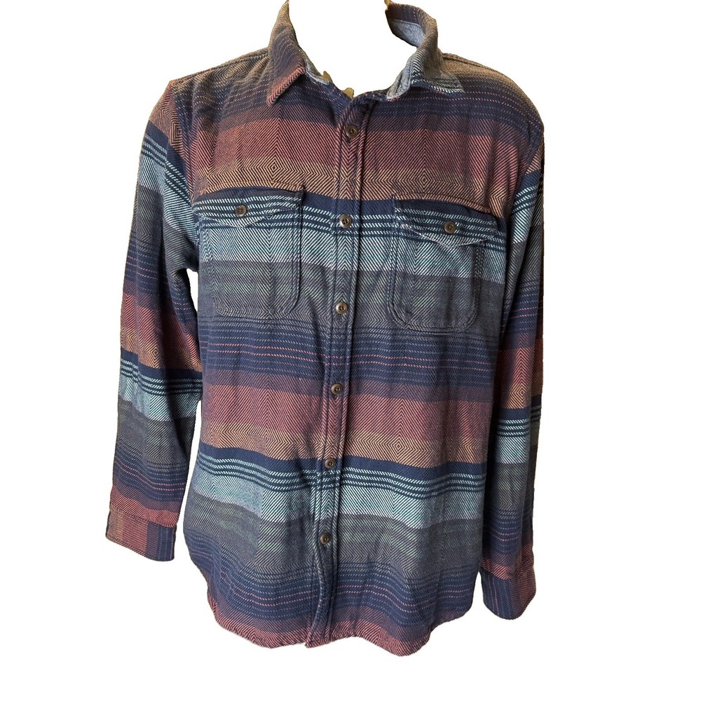 Outerknown Blanket Shirt Men's Large Burnt Sonoran Stripe 100% Organic Cotton